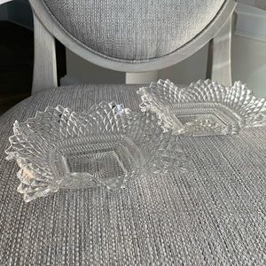 2 Vintage Hazel Atlas Diamond Pattern Candy Dishes